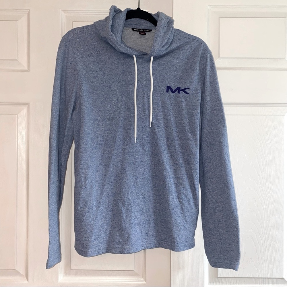 Michael Kors Men’s Light Blue Knit Hooded Long sleeve shirt